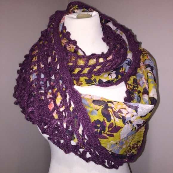 UO Pins and Needles Purple Crochet Detail Scarf - Picture 1 of 1